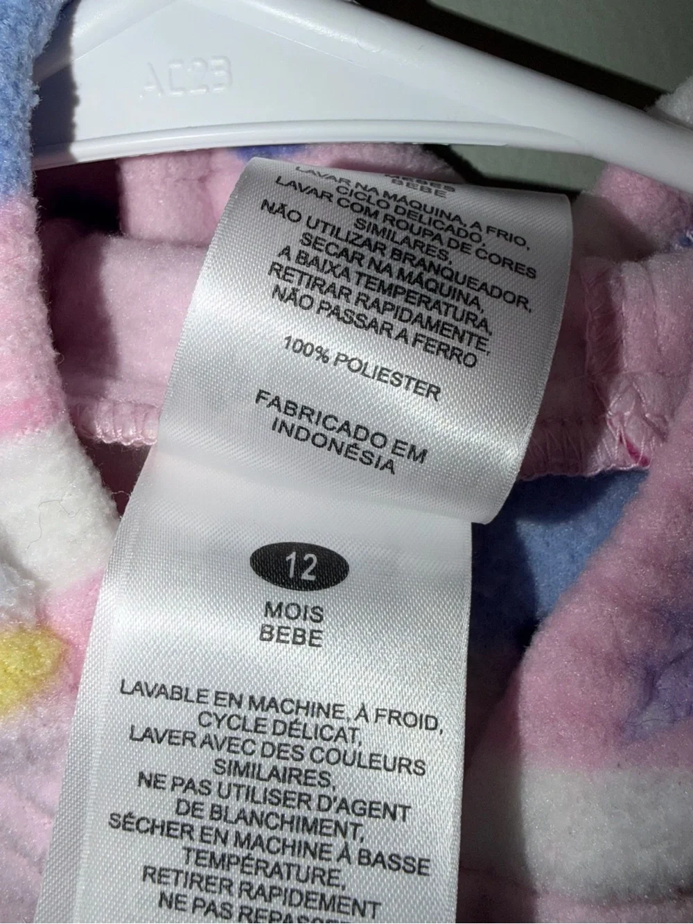 Columbia brand pink fleece hooded bunting penguin tree pattern 12 Months
